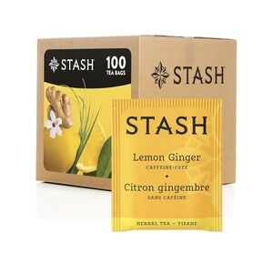 Stash Tea Lemon Ginger Herbal Tea Box of 100 Tea Bags New/SEALED Exp. 03-18-2027